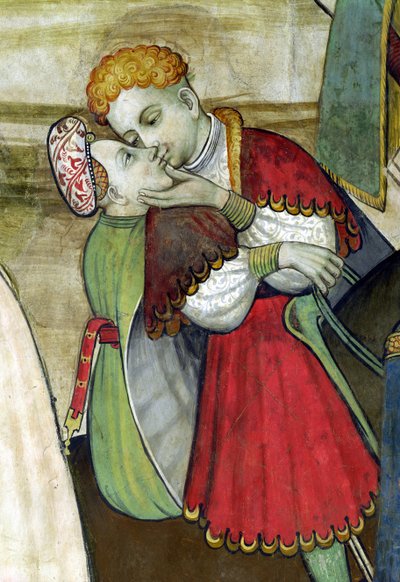 La fontana della vita, dettaglio di una coppia che si abbraccia, 1418-30 da Giacomo Jaquerio